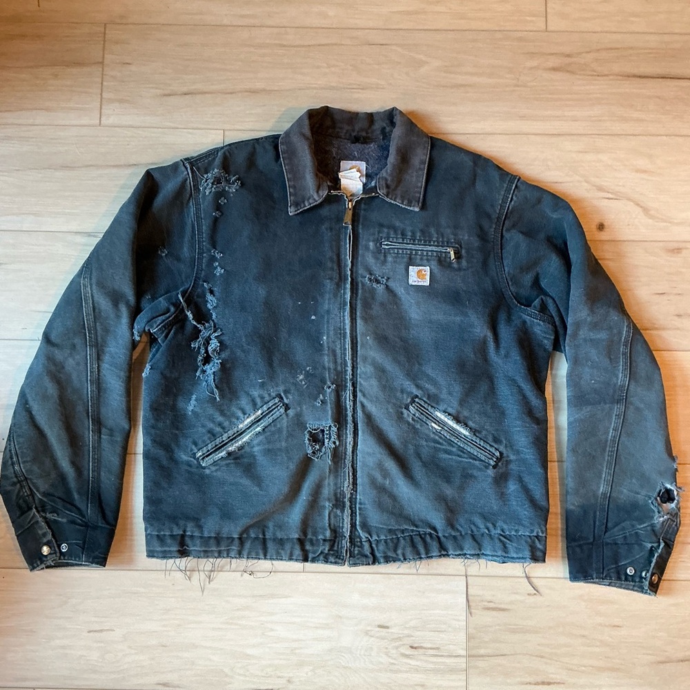 Carhartt J01 Detroit faded black/brown jacket vintage thrashed